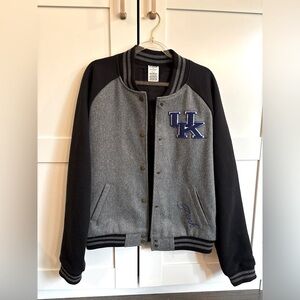 VS PINK University of Kentucky Wildcats Bomber Jacket Gray Black Collegiate